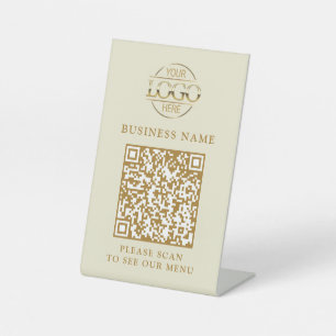 Einfaches Business-Logo QR-Code-Menü Kontaktlos Sockelschild