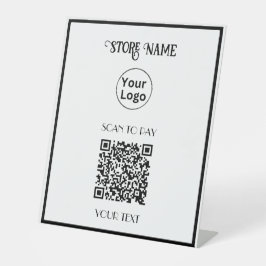 Einfaches Business-Logo und QR-Code Sockelschild