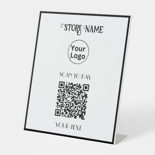 Einfaches Business-Logo und QR-Code Sockelschild (Vorderseite)