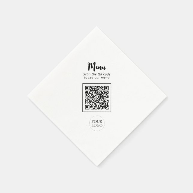 Einfaches Business-Logo und QR-Code Werbung Napkin Serviette (Ecke)