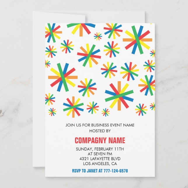 Einfaches Business Party lädt Confetti ein Einladung (Vorderseite)