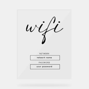 Einfaches Business-Wifi-Passwort und Netzwerk Acrylschild