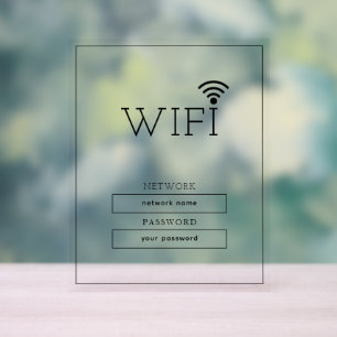 Einfaches Business-Wifi-Passwort und Netzwerk Acrylschild