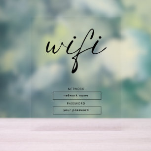 Einfaches Business-Wifi-Passwort und Netzwerk Acrylschild