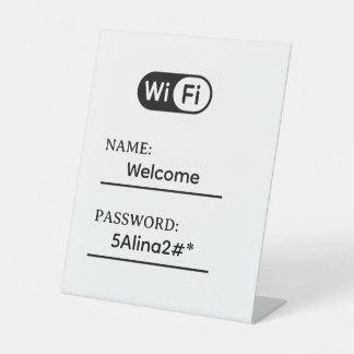Einfaches Business-Wifi-Passwort und Netzwerk-Kuns Sockelschild