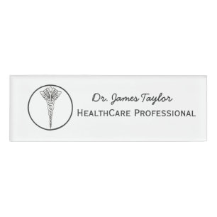Einfaches Caduceus Symbol Medizinische Gesundheits Namenschild
