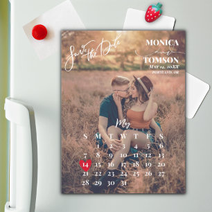 Einfaches Calendar-Foto Save the Date Hochzeitsmag Magnetkarte