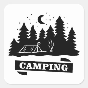Einfaches Camping im Freien campiere mehr, sorge Quadratischer Aufkleber