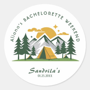 Einfaches Camping Weekend Junggeselinnen-Abschied Runder Aufkleber