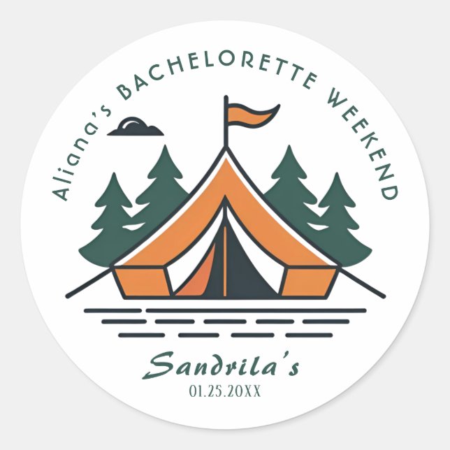 Einfaches Camping Weekend Junggeselinnen-Abschied Runder Aufkleber (Vorderseite)
