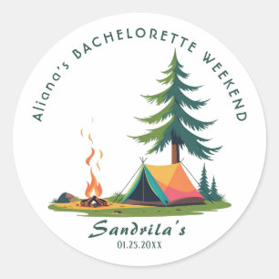 Einfaches Camping-Wochenende Junggesellinnenabschi Runder Aufkleber