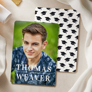 Einfaches Cap-Muster mit Name und Foto-Abschluss Ankündigung