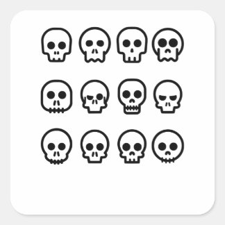 Einfaches Cartoon Halloween-Totenschädel Quadratischer Aufkleber
