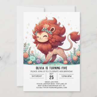 Einfaches Cartoon Lion Digital Geburtstag Einladung