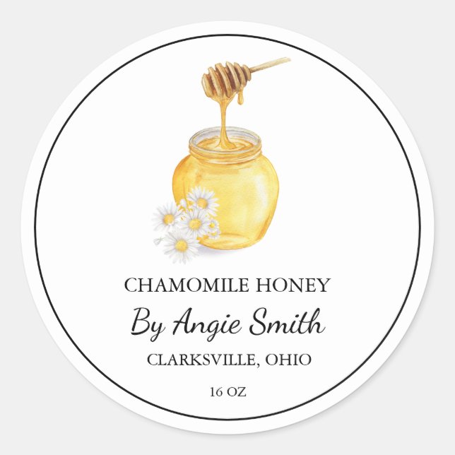 Einfaches Chamomile-Honiglabel Runder Aufkleber (Vorderseite)