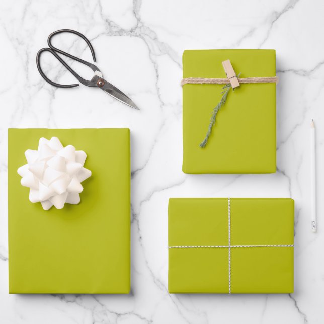 Einfaches Chartreuse Grün Einfarbig Einfache Farbe Geschenkpapier Set (Vorderseite)