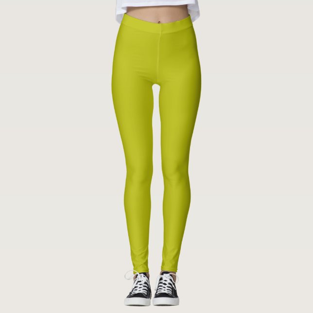 Einfaches Chartreuse Grün Einfarbig Einfache Farbe Leggings (Vorderseite)