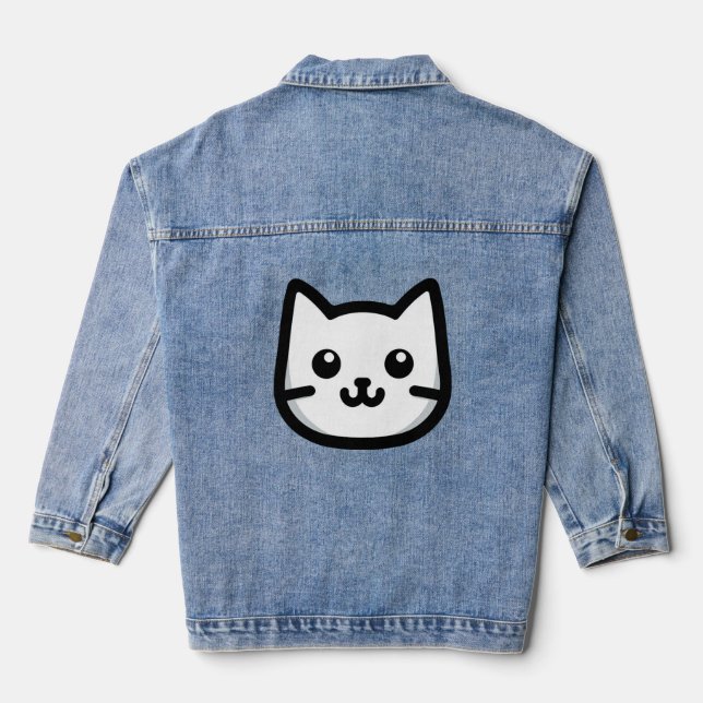 Einfaches Chat-Design Jeansjacke (Rückseite)