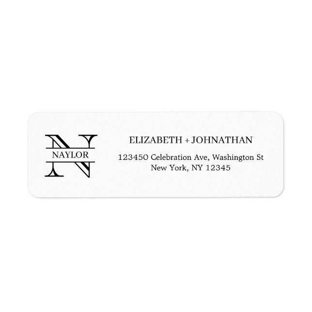 Einfaches Chic Black and White Monogram Label (Vorne)