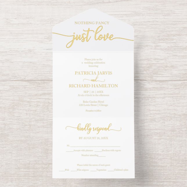 Einfaches Chic Bold Calligraphy Lässig Wedding All-in-One-Einladung (Innenseite)