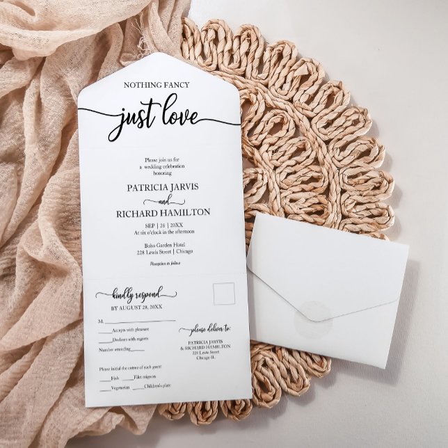 Einfaches Chic Bold Calligraphy Lässig Wedding All In One Einladung (Von Creator hochgeladen)