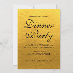Einfaches Chic Calligraphy Gold Dinner Party Einladung