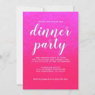 Einfaches Chic Calligraphy Shiny Pink Dinner Party Einladung