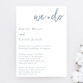 Einfaches Chic Dusty Blue Intimate Courthouse Wedd Einladung