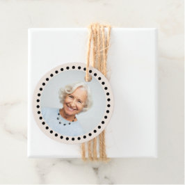 Einfaches Chic Editable Polka Dot Foto Geschenk Geschenkanhänger