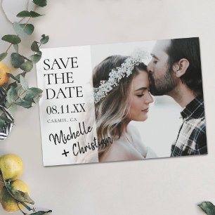 Einfaches Chic-Foto Hochzeit Sichern Sie das Datum Magneteinladung