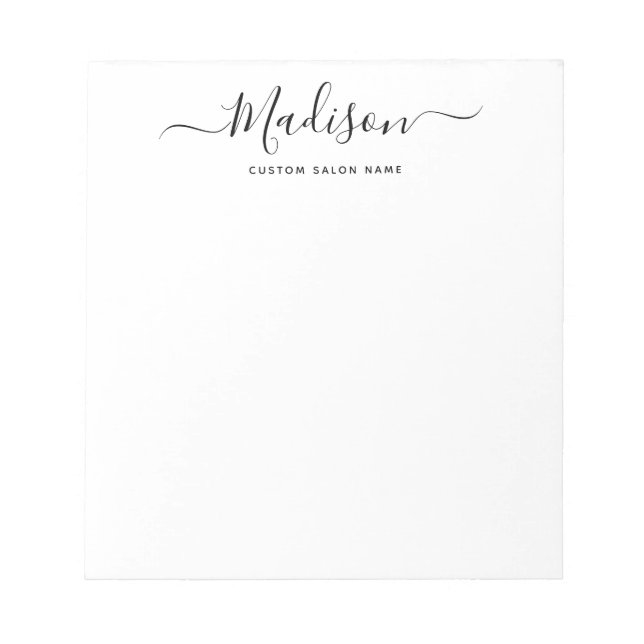 Einfaches Chic Minimalistischer Wirbel Script-Indi Notizblock (Vorderseite)