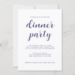 Einfaches Chic Navy Blue Script Party Einladung