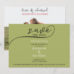 Einfaches Chic Sage Green Rustic Wedding Foto Save The Date