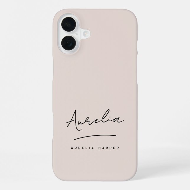 Einfaches Chic-Schrift-Monogramm Blush Rosa Signat iPhone Hülle (Rückseite)