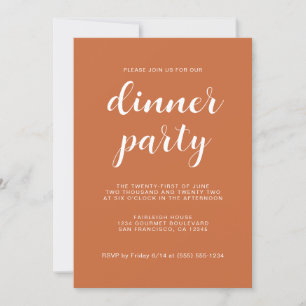 Einfaches Chic Script Burnt Orange Dinner Party Einladung