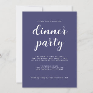 Einfaches Chic Script Navy Blue Dinner Party Einladung