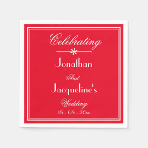Einfaches Chic Script Romantisches Rotes Hochzeits Serviette