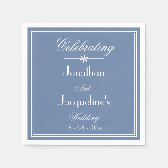 Einfaches Chic Script rustic Dusty Blue Wedding Pa Serviette (Vorderseite)