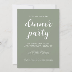 Einfaches Chic Script Sage Green Dinner Party Einladung