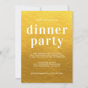Einfaches Chic Typografy Classic Gold Dinner Party Einladung