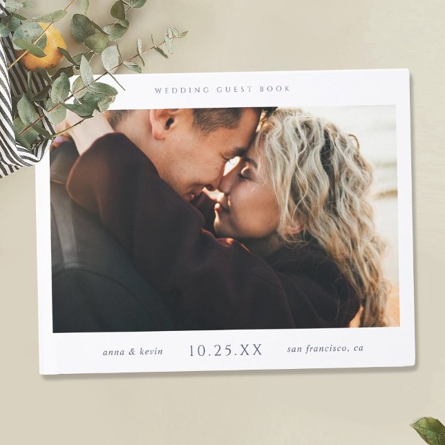 Einfaches Chic Wedding Gästebuch mit Foto (Von Creator hochgeladen)