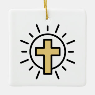 Einfaches Christliches Kreuz Keramikornament
