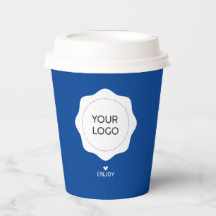 Einfaches Cobaltblaues Business-Logo individuell a Pappbecher