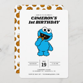 Einfaches Cookie Monster 1. Geburtstag Einladung