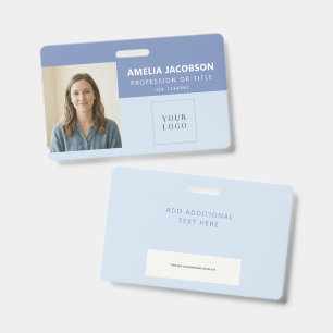 Einfaches Cool Blau Mitarbeiter-Foto-ID-Logo-Barco Ausweis