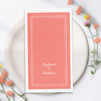 Einfaches Coral Modernes Minimalistisches Hochzeit Serviette