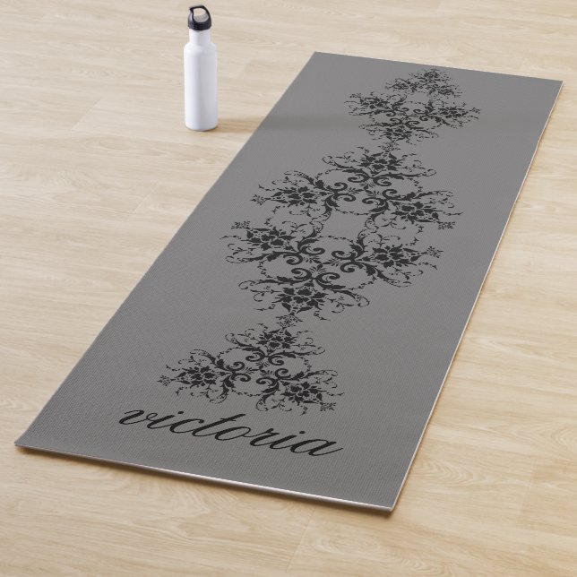 Einfaches Damask-Muster Mit Monogramm Yogamatte (Beispiel)