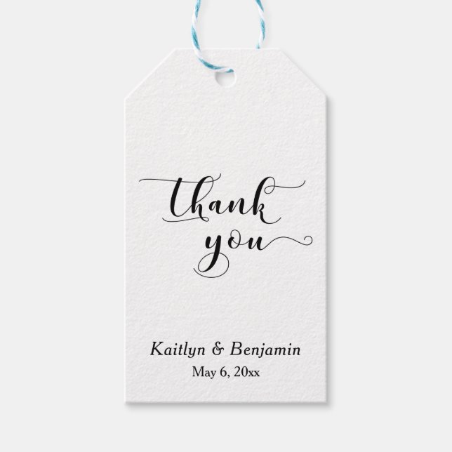 Einfaches Dankeschön an elegante Script-Hochzeit Geschenkanhänger (Vorderseite)
