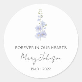 Einfaches Delphinium-Gedenken Runder Aufkleber