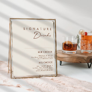 Einfaches Desert Natürlich Weiße Signature-Drinks- Poster